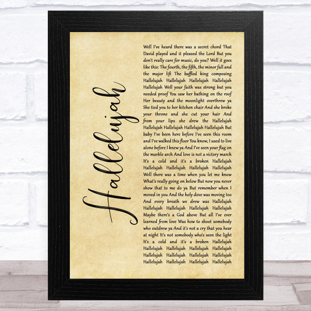 Jeff Buckley Hallelujah Rustic Script Song Lyric Art Print