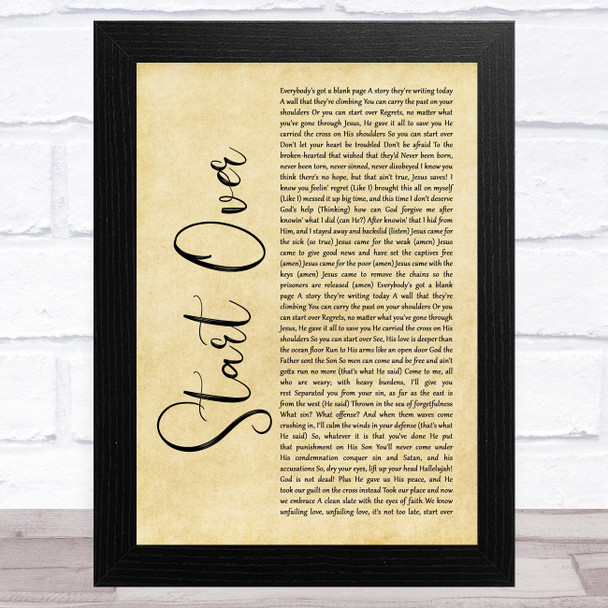 NF Start Over Rustic Script Song Lyric Art Print