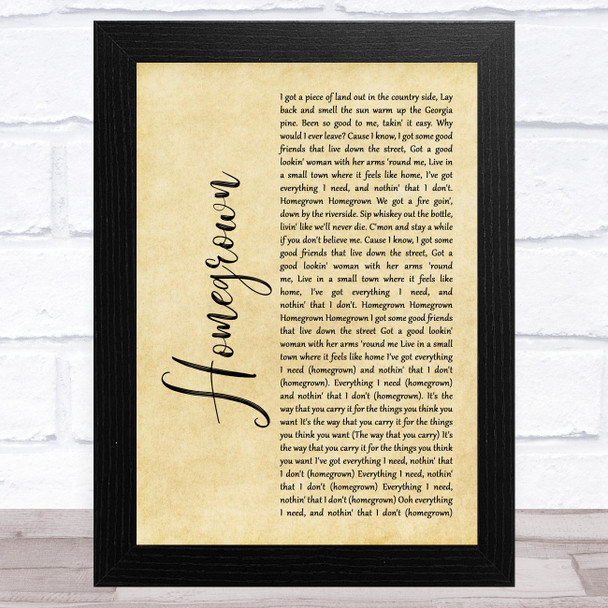 Zac Brown Band Homegrown Rustic Script Song Lyric Art Print