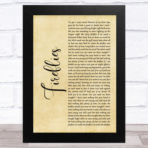 Dave Hause Fireflies Rustic Script Song Lyric Art Print