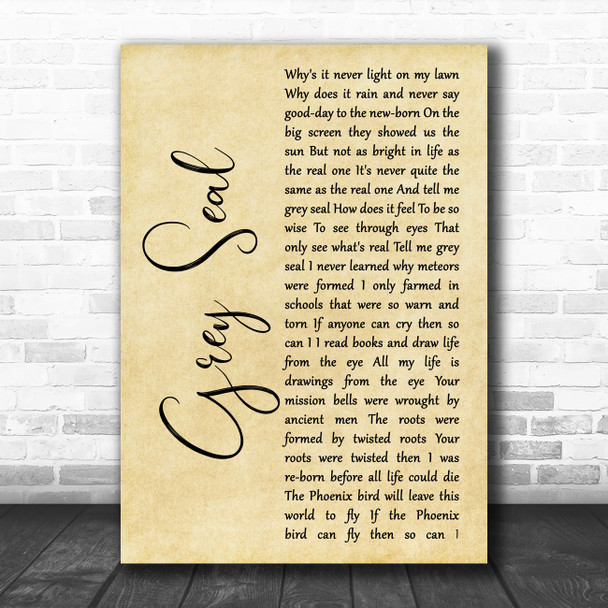 Elton John Grey Seal Rustic Script Song Lyric Art Print