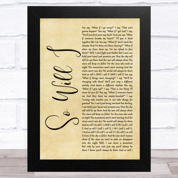 Ben Platt So Will I Rustic Script Song Lyric Art Print