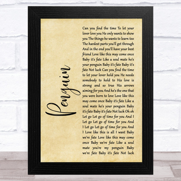 Christina Perri Penguin Rustic Script Song Lyric Art Print