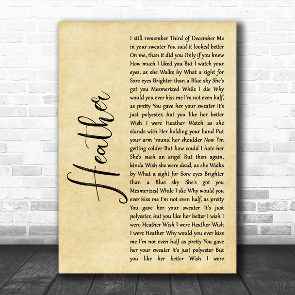 Conan Gray Heather Rustic Script Song Lyric Art Print