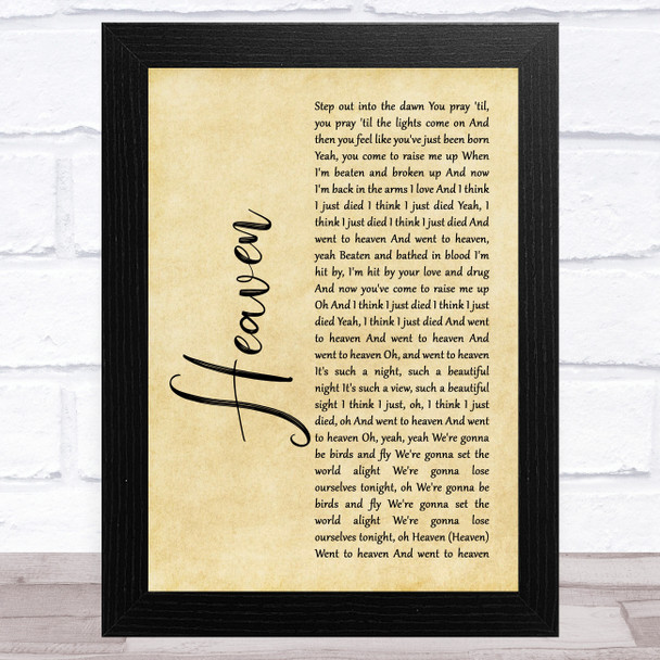 Avicii with Chris Martin Heaven Rustic Script Song Lyric Art Print