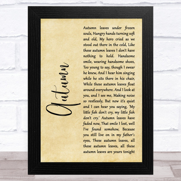 Paolo Nutini Autumn Rustic Script Song Lyric Art Print