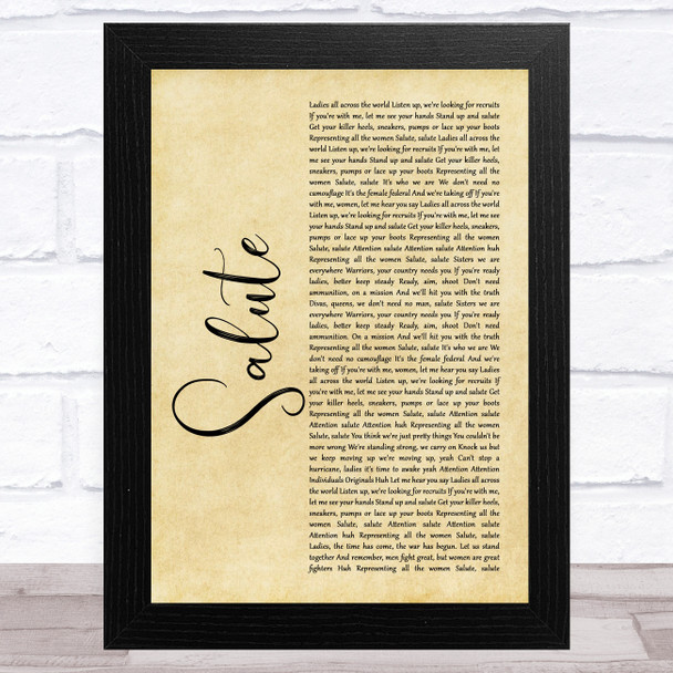 Little Mix Salute Rustic Script Song Lyric Art Print