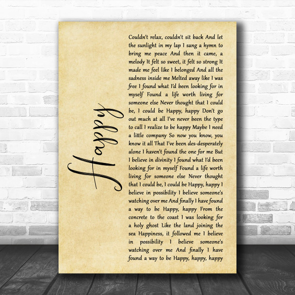 Marina & The Diamonds Happy Rustic Script Song Lyric Art Print