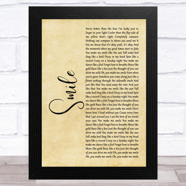 Uncle Kracker Smile Rustic Script Song Lyric Art Print