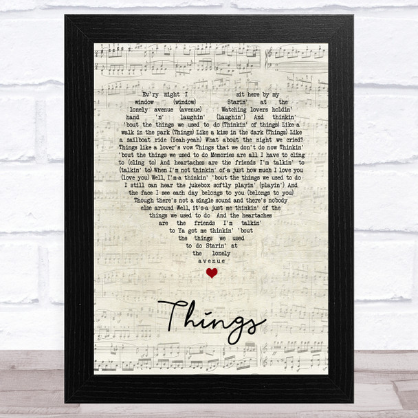 Robbie Williams Things Script Heart Song Lyric Music Art Print