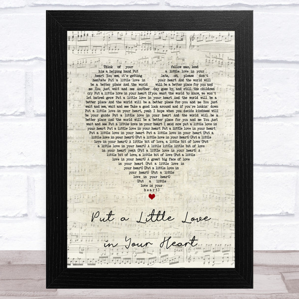 Annie Lennox & Al Green Put a Little Love in Your Heart Script Heart Song Lyric Art Print