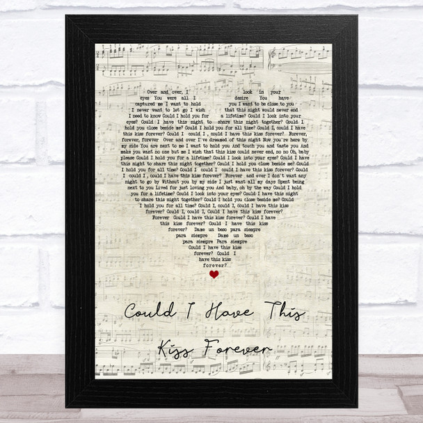 Whitney Houston & Enrique Iglesias Could I Have This Kiss Forever Script Heart Song Lyric Art Print