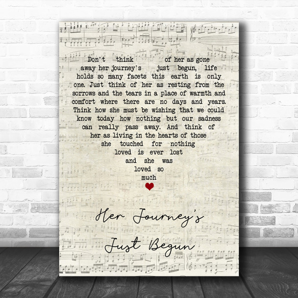 Ellen Brenneman Her Journey's Just Begun Script Heart Song Lyric Art Print