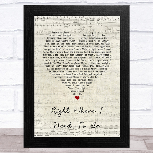 Gary Allan Right Where I Need To Be Script Heart Song Lyric Art Print