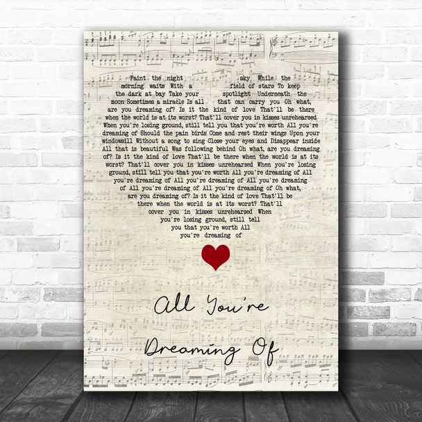 Liam Gallagher All You're Dreaming Of Script Heart Song Lyric Art Print