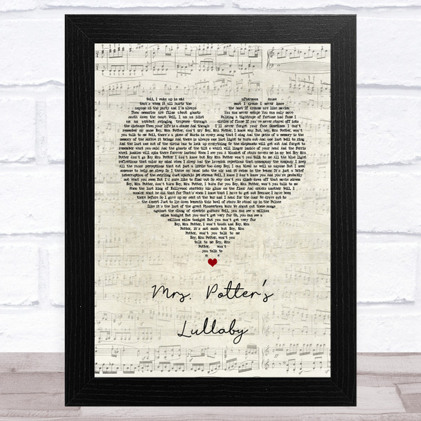 Counting Crows Mrs. Potters Lullaby Script Heart Song Lyric Art Print