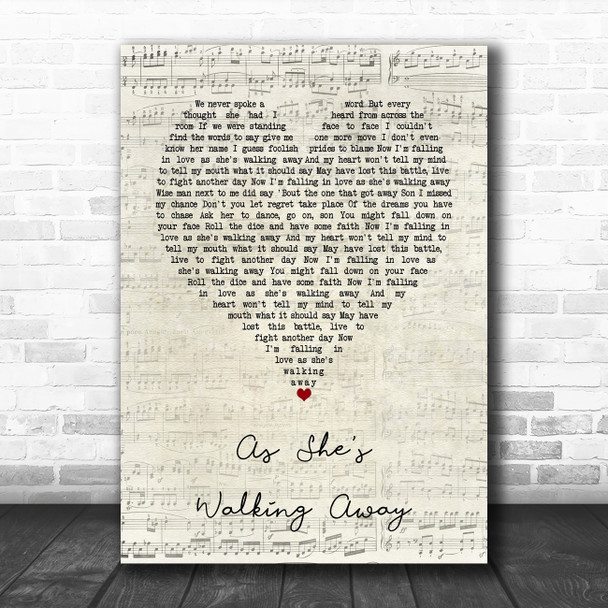 Zac Brown Band As She's Walking Away Script Heart Song Lyric Art Print