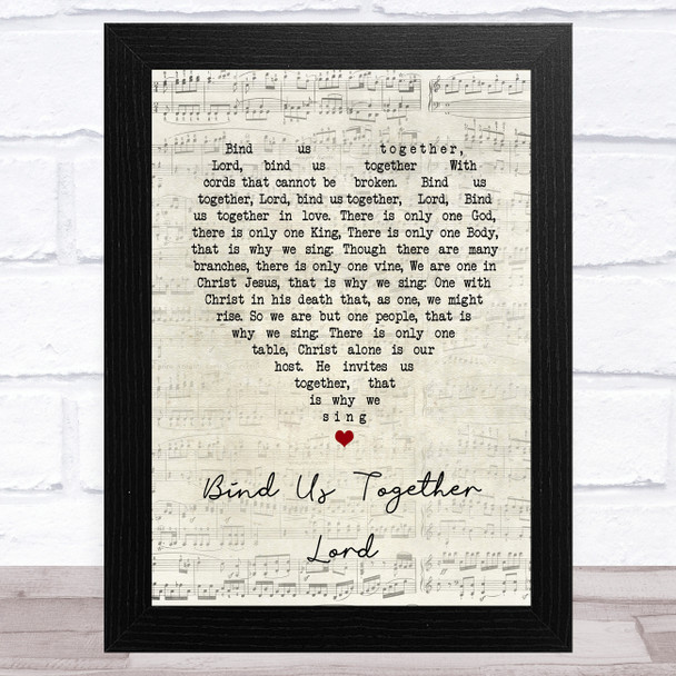 John Keys Bind Us Together Lord Script Heart Song Lyric Art Print