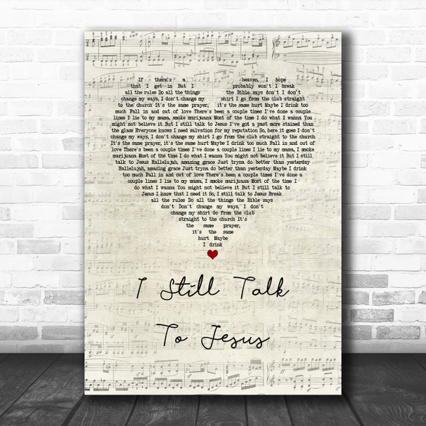 LANY I Still Talk To Jesus Script Heart Song Lyric Art Print