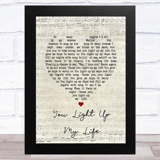 Debby Boone You Light Up My Life Script Heart Song Lyric Art Print