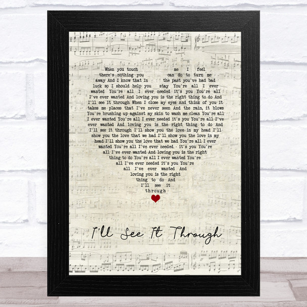 Texas Ill See It Through Script Heart Song Lyric Art Print