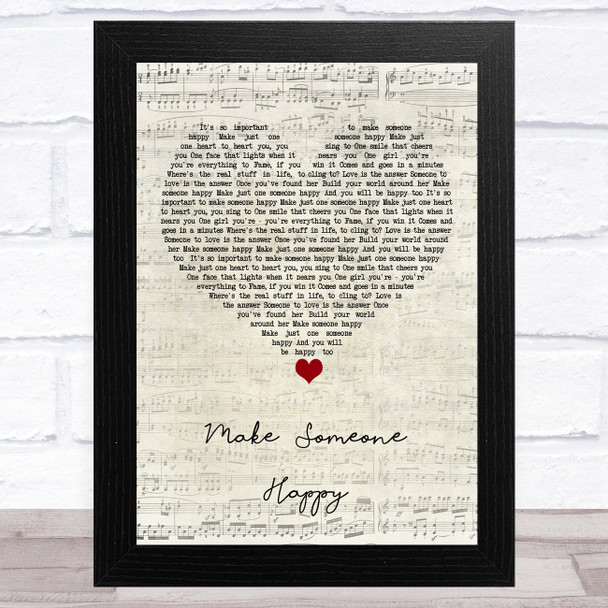 Jimmy Durante Make Someone Happy Script Heart Song Lyric Art Print