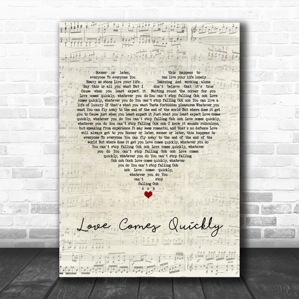 Pet Shop Boys Love Comes Quickly Script Heart Song Lyric Art Print