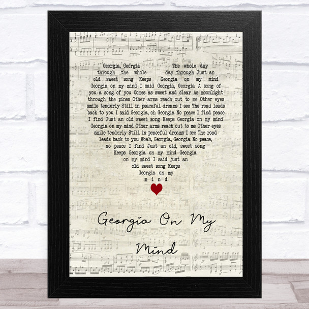 Ray Charles Georgia On My Mind Script Heart Song Lyric Art Print