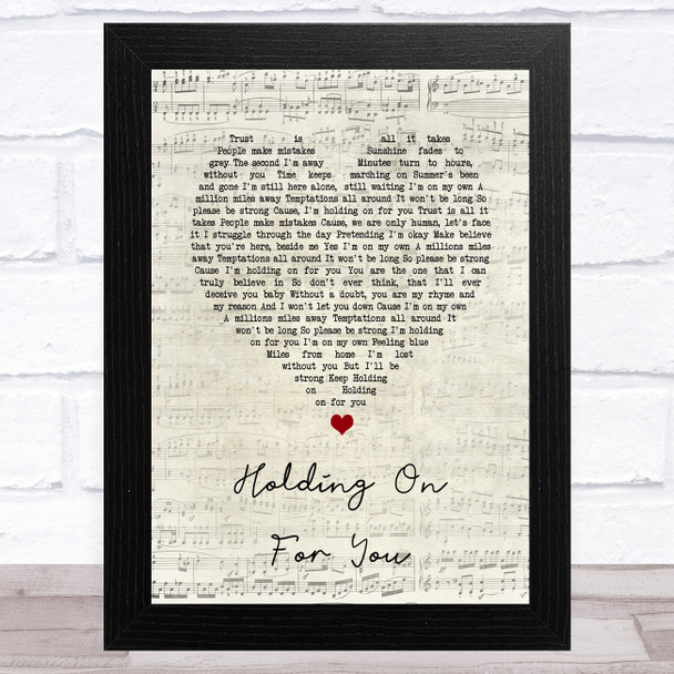Liberty X Holding On for You Script Heart Song Lyric Art Print
