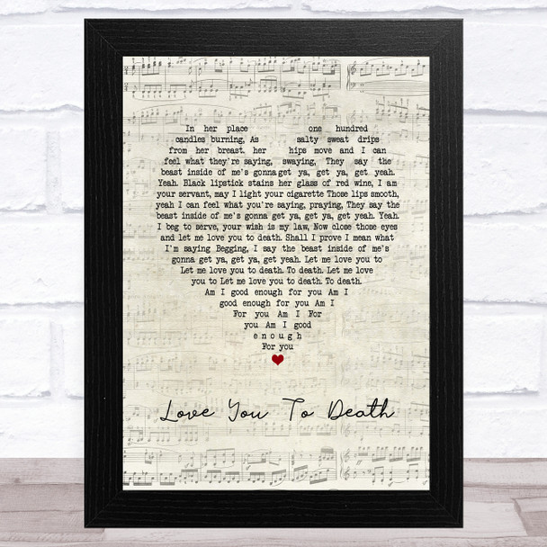 Type O Negative Love You To Death Script Heart Song Lyric Art Print