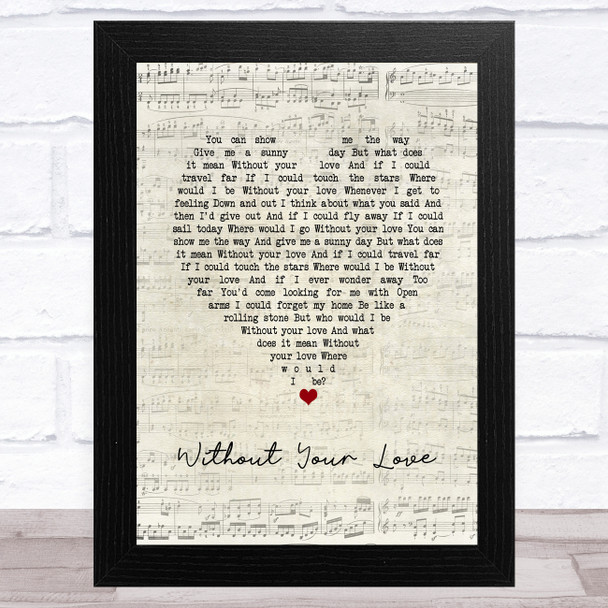 Roger Daltrey Without Your Love Script Heart Song Lyric Art Print