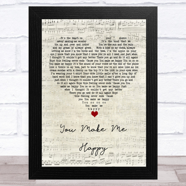 Lindsey Ray You Make Me Happy Script Heart Song Lyric Art Print