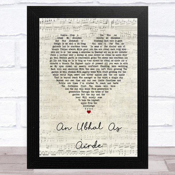 Runrig An Ubhal as Àirde Script Heart Song Lyric Art Print