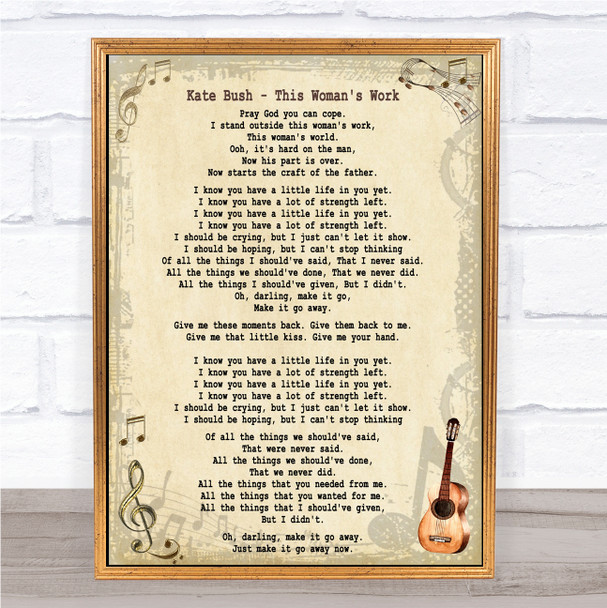 Kate Bush This Woman's Work Song Lyric Music Wall Art Print