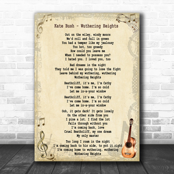 Kate Bush Wuthering Heights Song Lyric Music Wall Art Print