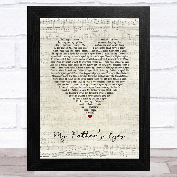 Eric Clapton My Fathers Eyes Script Heart Song Lyric Art Print