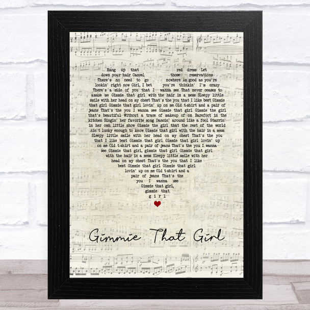 Joe Nichols Gimmie That Girl Script Heart Song Lyric Art Print