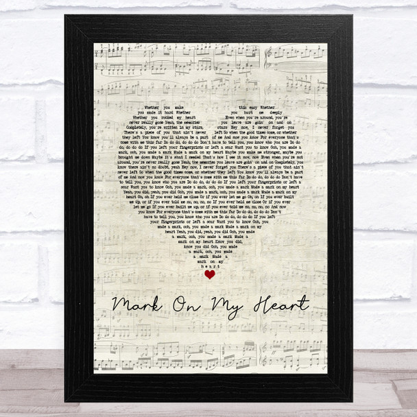 Olly Murs Mark On My Heart Script Heart Song Lyric Art Print