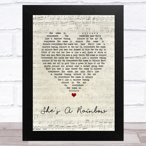 The Rolling Stones She's A Rainbow Script Heart Song Lyric Art Print