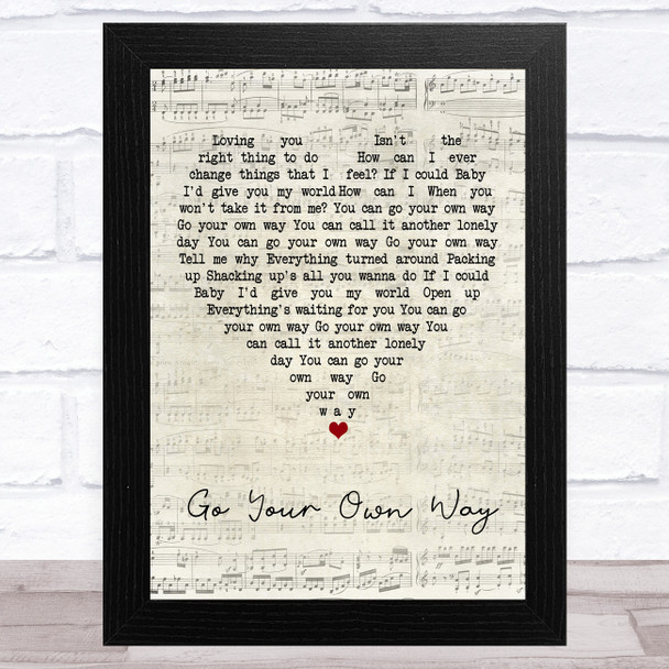 Fleetwood Mac Go Your Own Way Script Heart Song Lyric Art Print