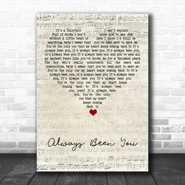 Shawn Mendes Always Been You Script Heart Song Lyric Art Print