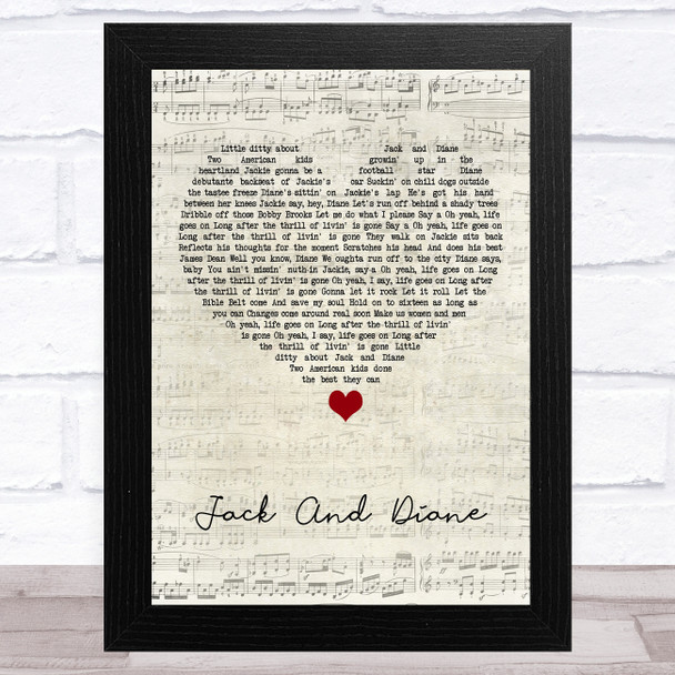 John Cougar Mellencamp Jack And Diane Script Heart Song Lyric Art Print