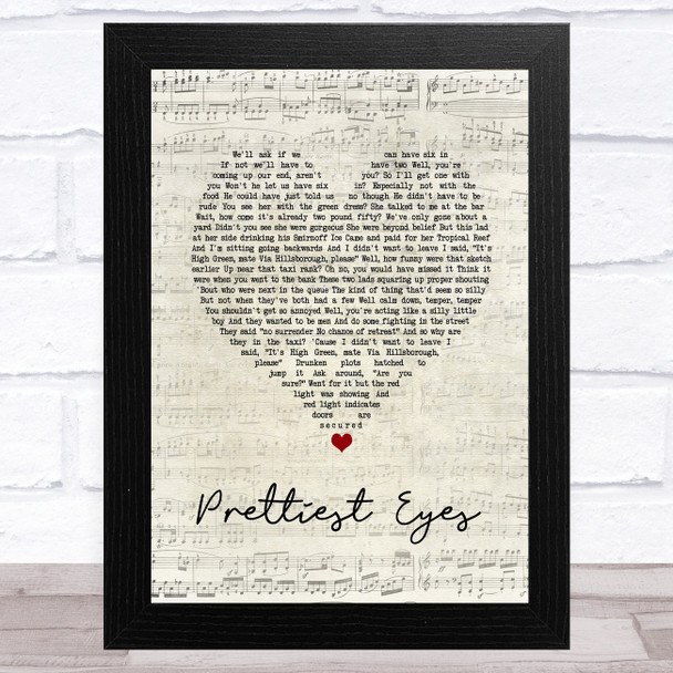 The Beautiful South Prettiest Eyes Script Heart Song Lyric Art Print