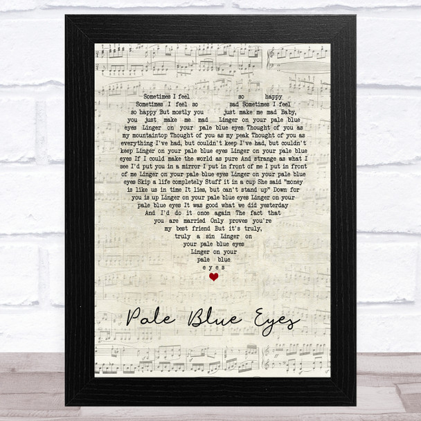 Velvet Underground Pale Blue Eyes Script Heart Song Lyric Art Print