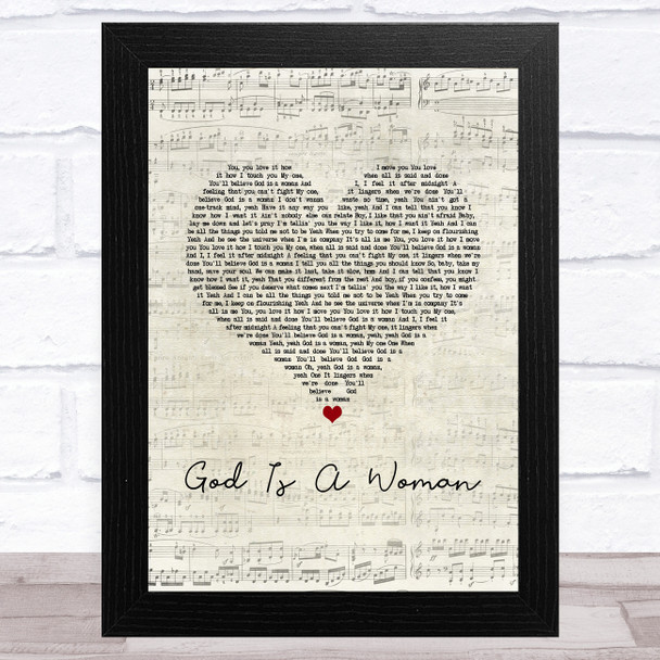 Ariana Grande God Is A Woman Script Heart Song Lyric Art Print