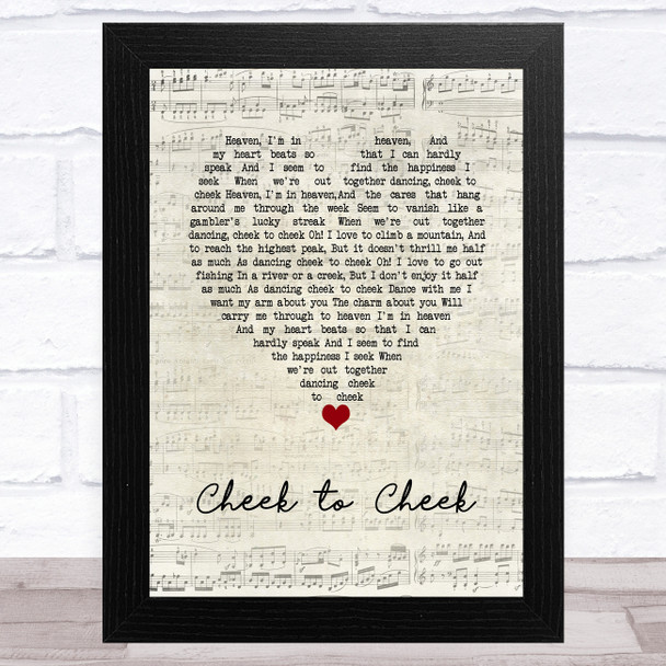 Fred Astaire Cheek to Cheek Script Heart Song Lyric Art Print