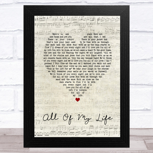 Phoebe Katis All of My Life Script Heart Song Lyric Art Print