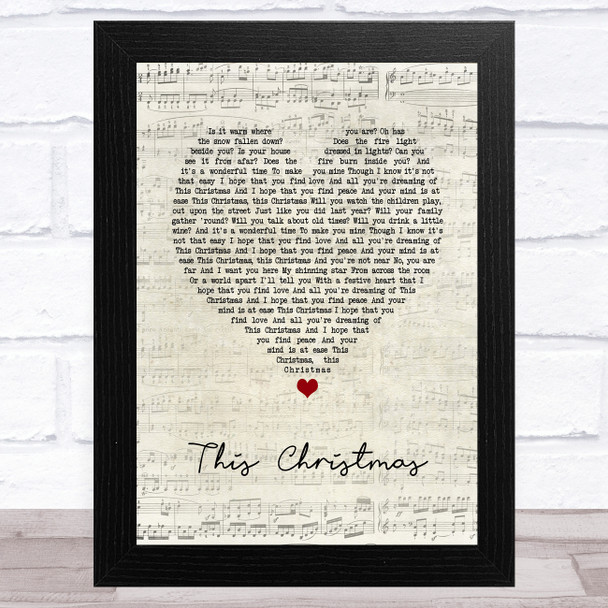 Picture This This Christmas Script Heart Song Lyric Art Print