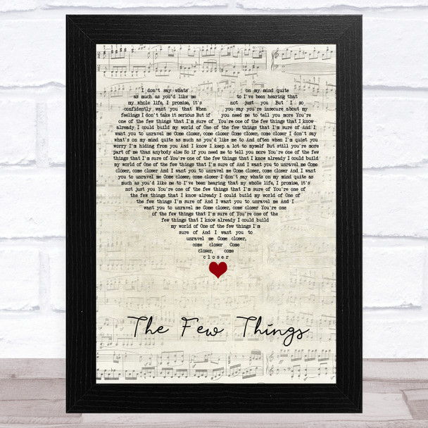 JP Saxe The Few Things Script Heart Song Lyric Art Print