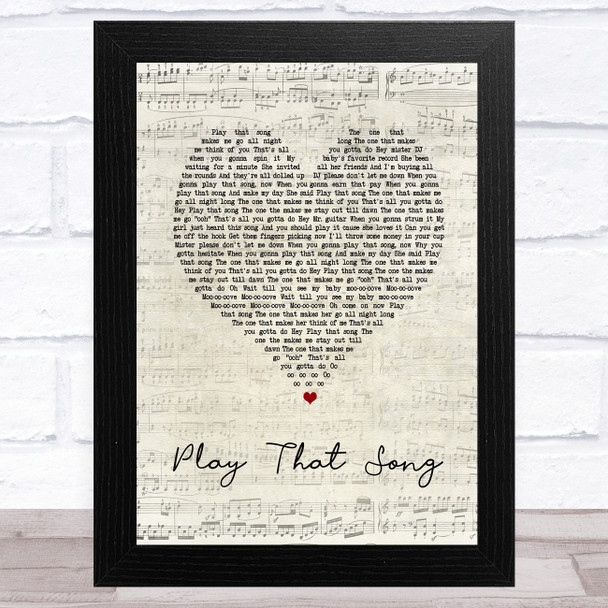 Train Play That Song Script Heart Song Lyric Art Print